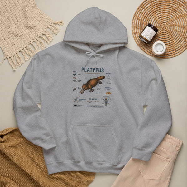 Platypus Anatomy Hoodie — Scientific Illustration Pullover for Nature Lovers