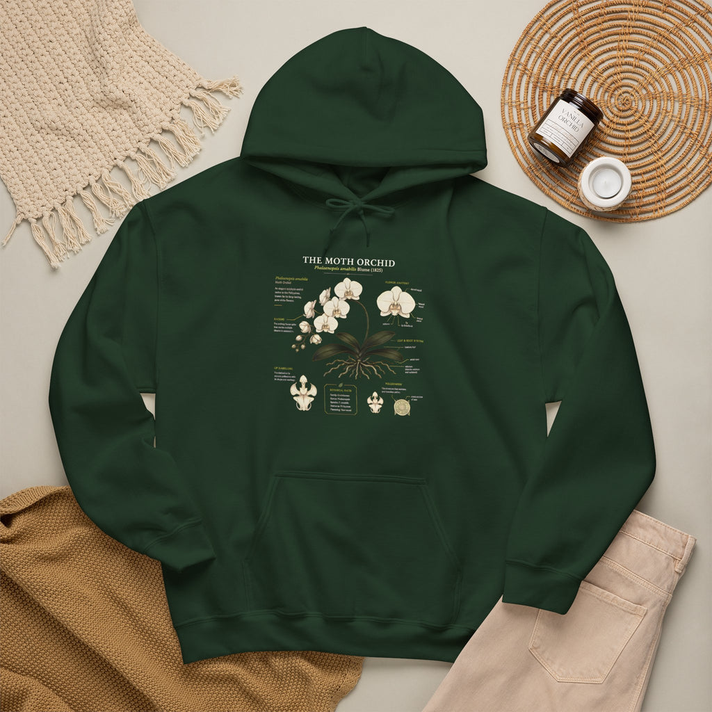 Botanical Orchid Anatomy Hoodie — Vintage Plant Illustration Sweatshirt