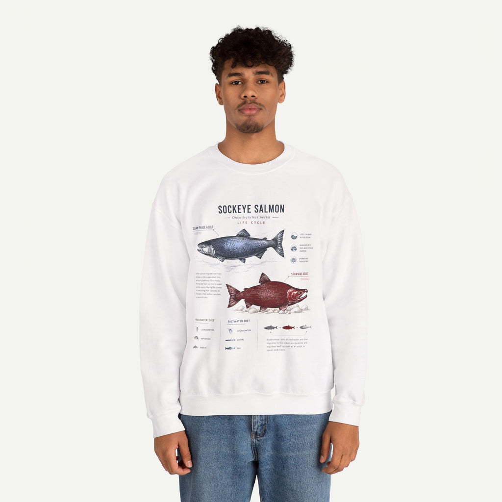 Sockeye Salmon Anatomy Sweatshirt — Fish Anatomy Graphic Crewneck