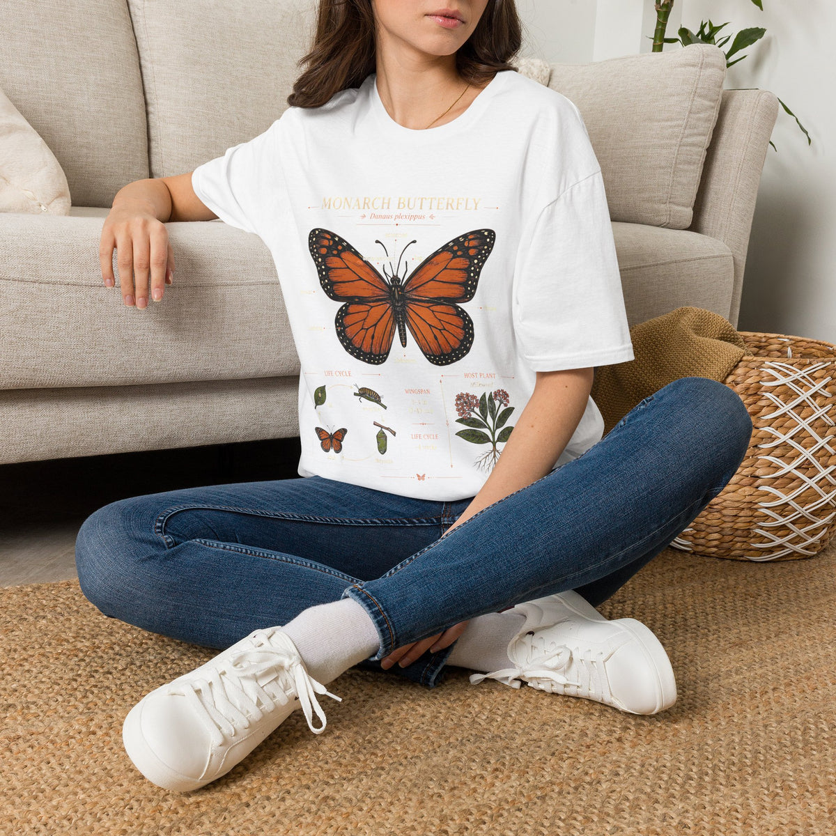 Monarch Butterfly Anatomy T-Shirt — Vintage Nature Illustration Tee