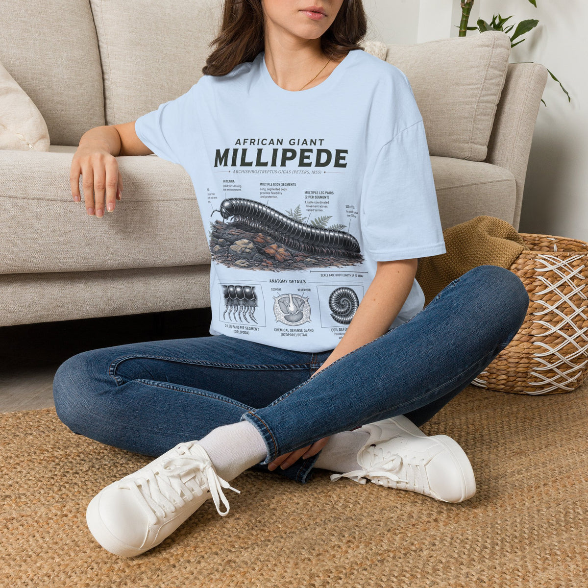 Millipede Anatomy T-Shirt — 'African Giant Millipede' Scientific Graphic Tee