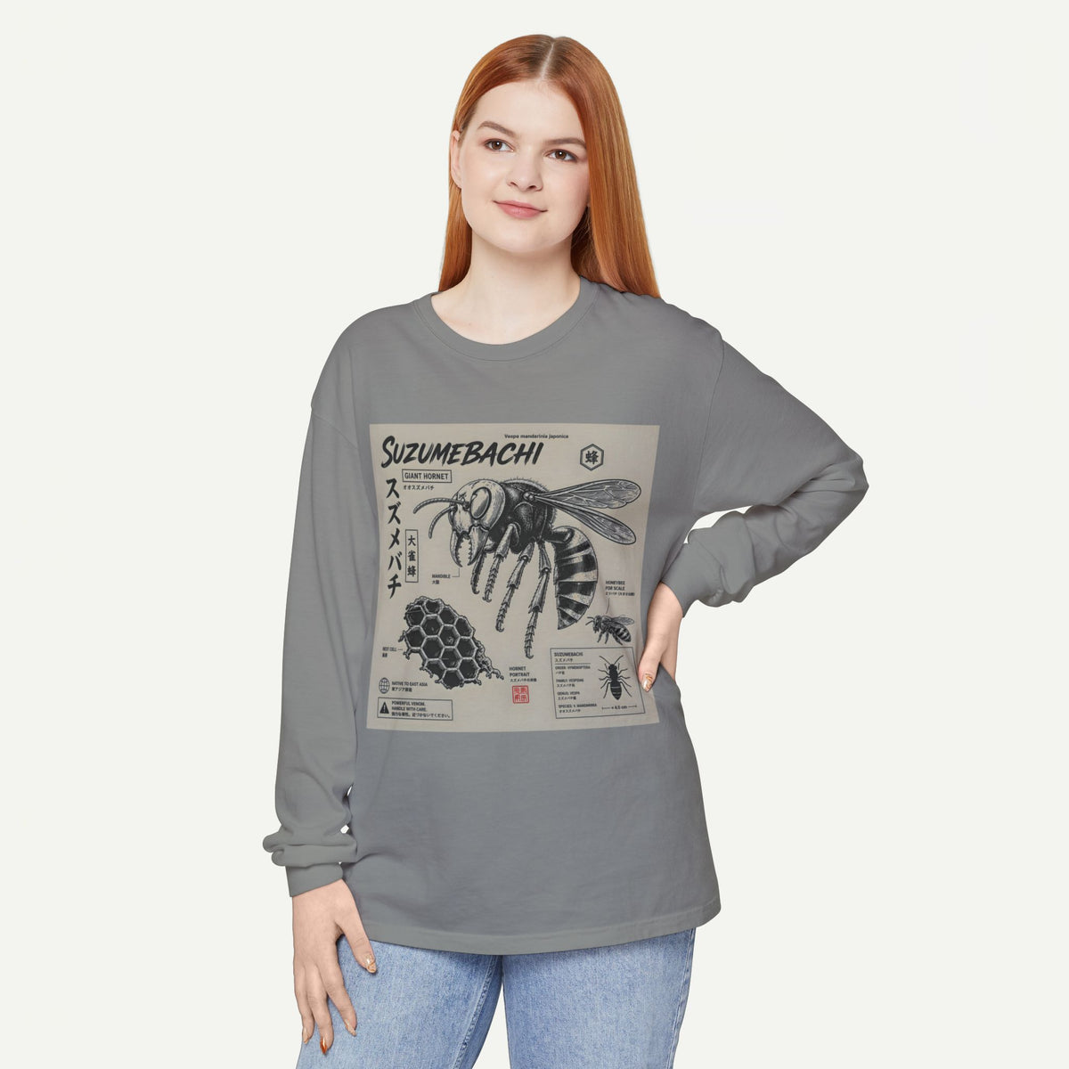 Suzumebachi Japanese Hornet Anatomy Long Sleeve Tee