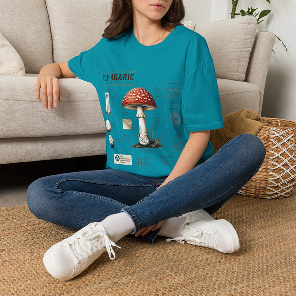 Amanita Mushroom Anatomy T-Shirt — Fly Agaric Botanical Illustration Tee