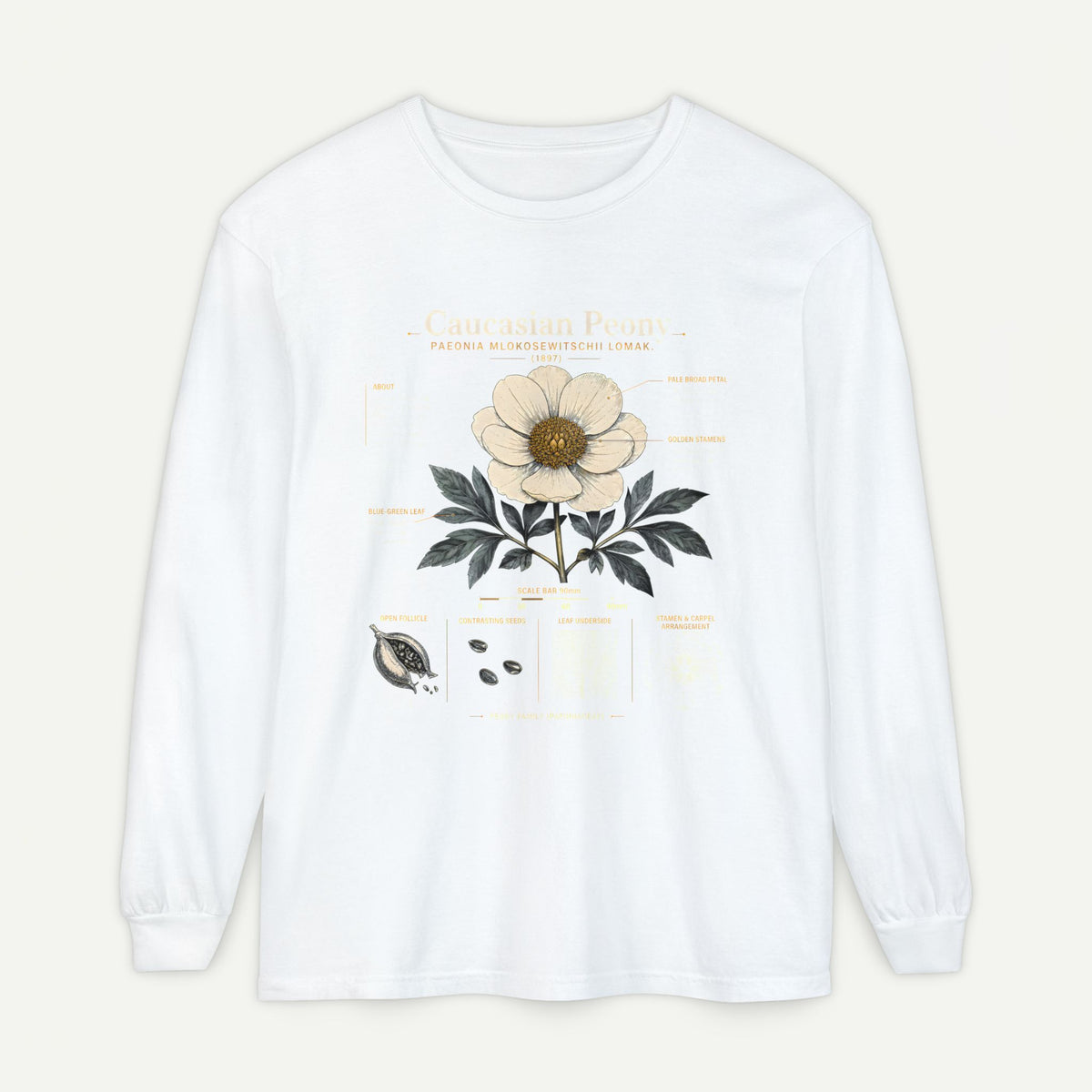 Botanical Diagram Long Sleeve Tee — Wild Rose Illustration