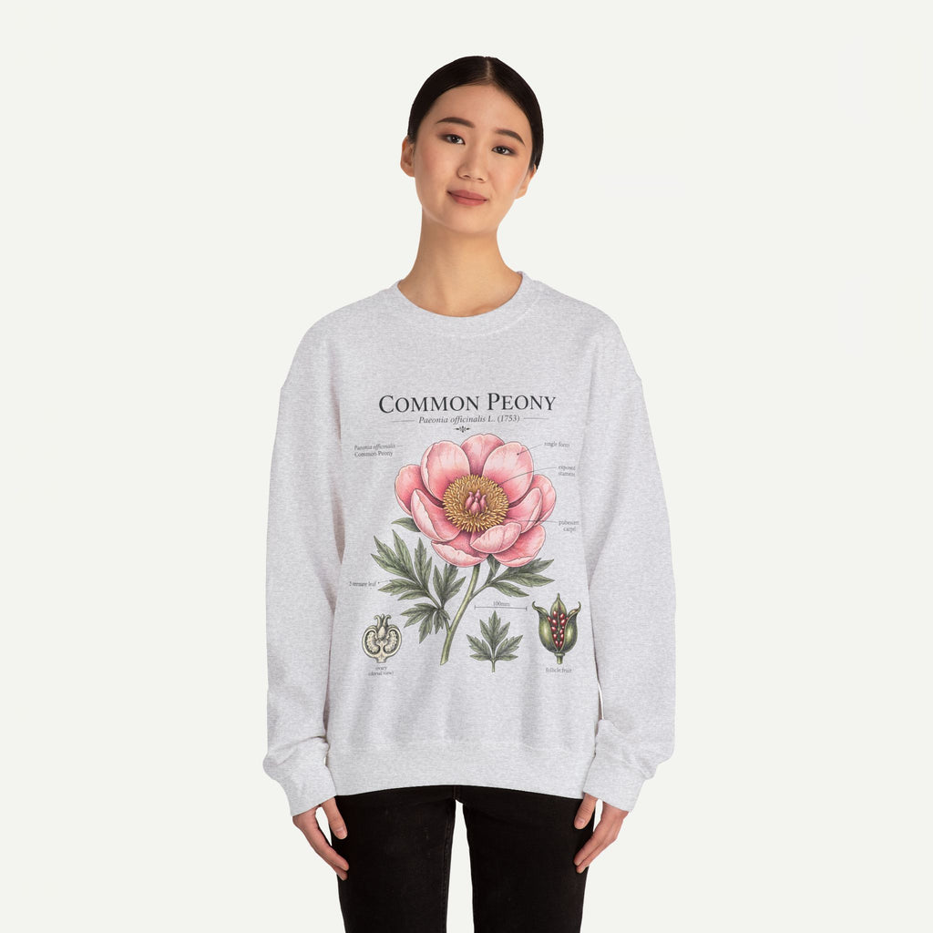 Peony Botanical Sweatshirt — "Common Peony" Floral Crewneck