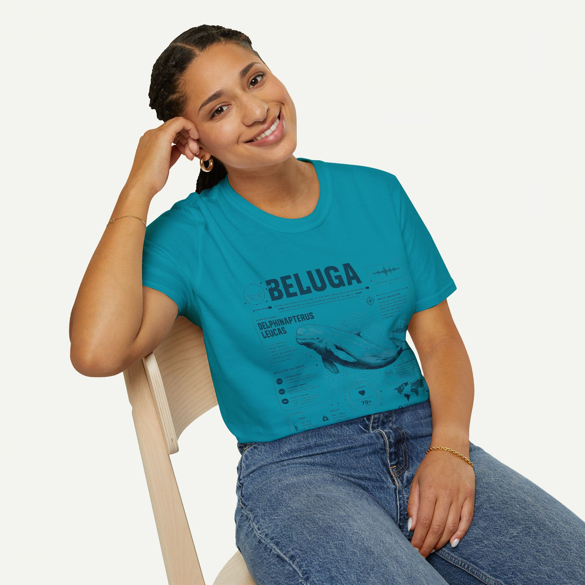 Beluga Whale Anatomy T-Shirt — Marine Life Illustration Tee Delphinapterus leucas