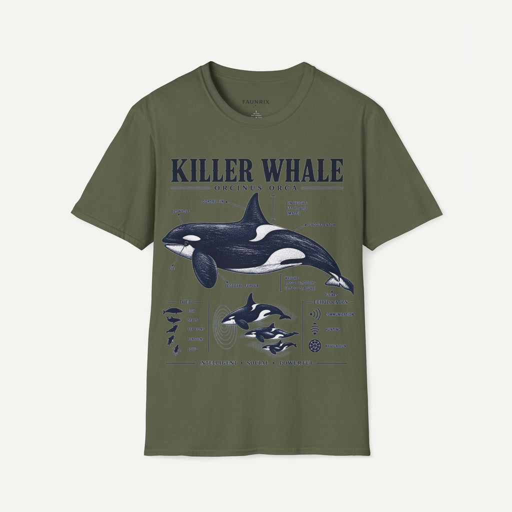 Killer Whale Diagram T-Shirt — Orcinus Orca Marine Life Graphic Tee