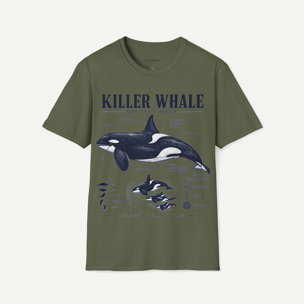 Killer Whale Diagram T-Shirt — Orcinus Orca Marine Life Graphic Tee