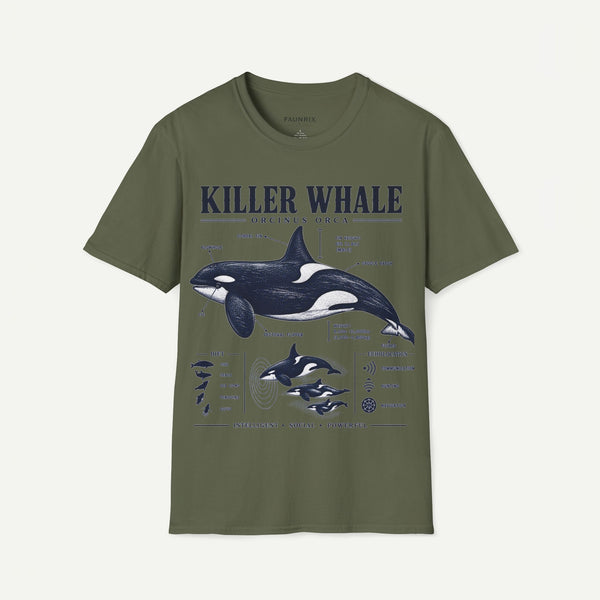 Killer Whale Diagram T-Shirt — Orcinus Orca Marine Life Graphic Tee