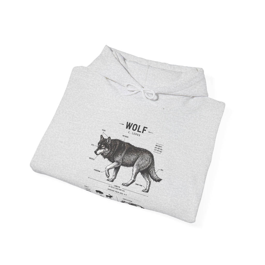 Wolf Anatomy Hoodie – Vintage Wildlife Diagram Sweatshirt