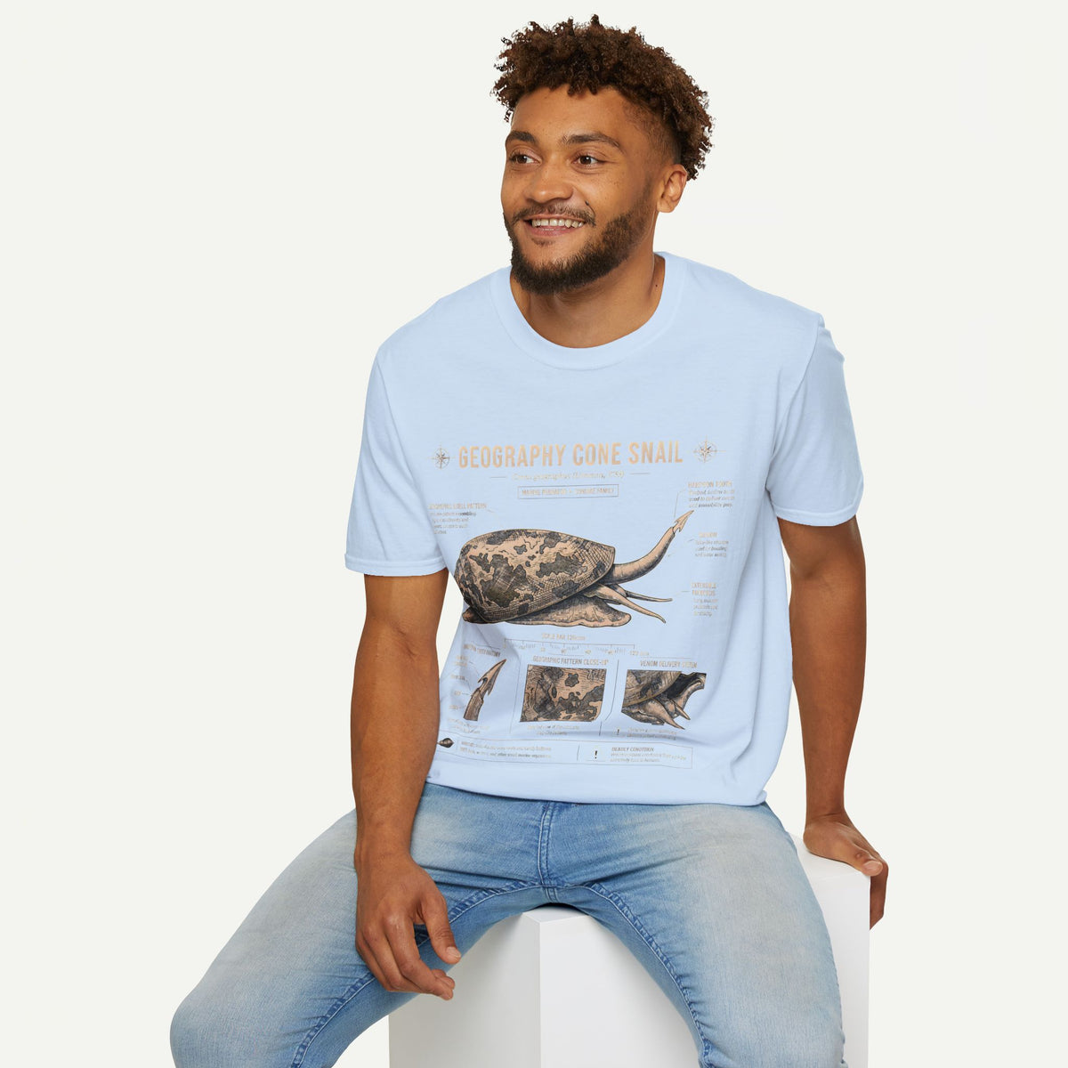 Geography Cone Snail Anatomy T-Shirt — Vintage Scientific Illustration Tee