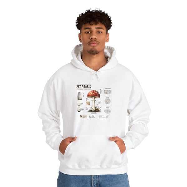 Fly Agaric Mushroom Hoodie – Vintage Mycology Diagram Sweatshirt