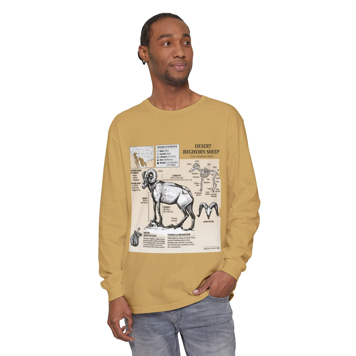 Desert Bighorn Sheep Diagram Long Sleeve T-Shirt