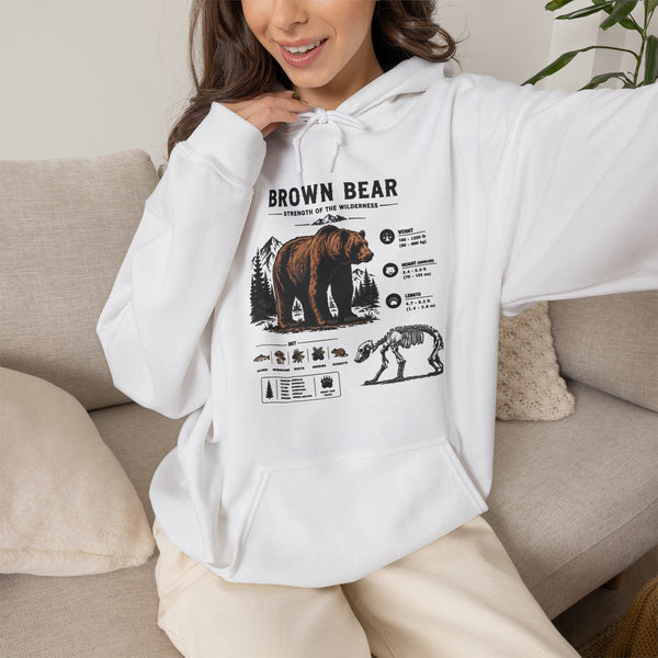 Brown Bear Anatomy Hoodie — Vintage Wildlife Graphic Sweatshirt