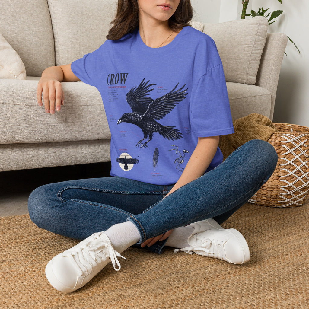 Crow Anatomy Graphic T-Shirt — Vintage Raven Illustration Tee