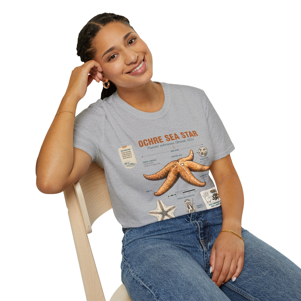 Sea Star Anatomy T-Shirt — Ochre Starfish Illustration Tee