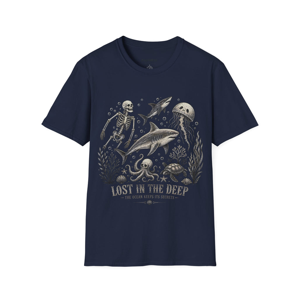 Ocean Skeleton Tee — "Lost in the Deep" Shark & Jellyfish Graphic Shirt