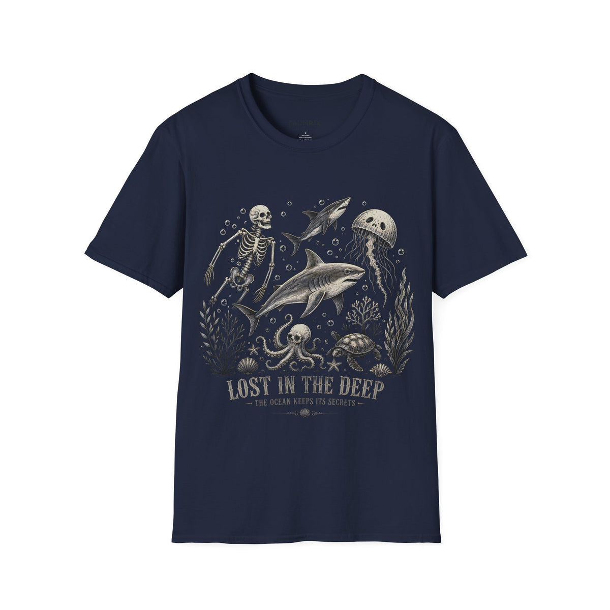 Ocean Skeleton Tee — "Lost in the Deep" Shark & Jellyfish Graphic Shirt