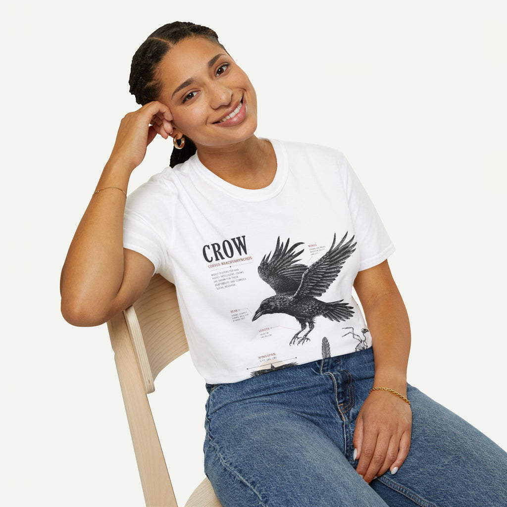 Crow Anatomy Graphic T-Shirt — Vintage Raven Illustration Tee