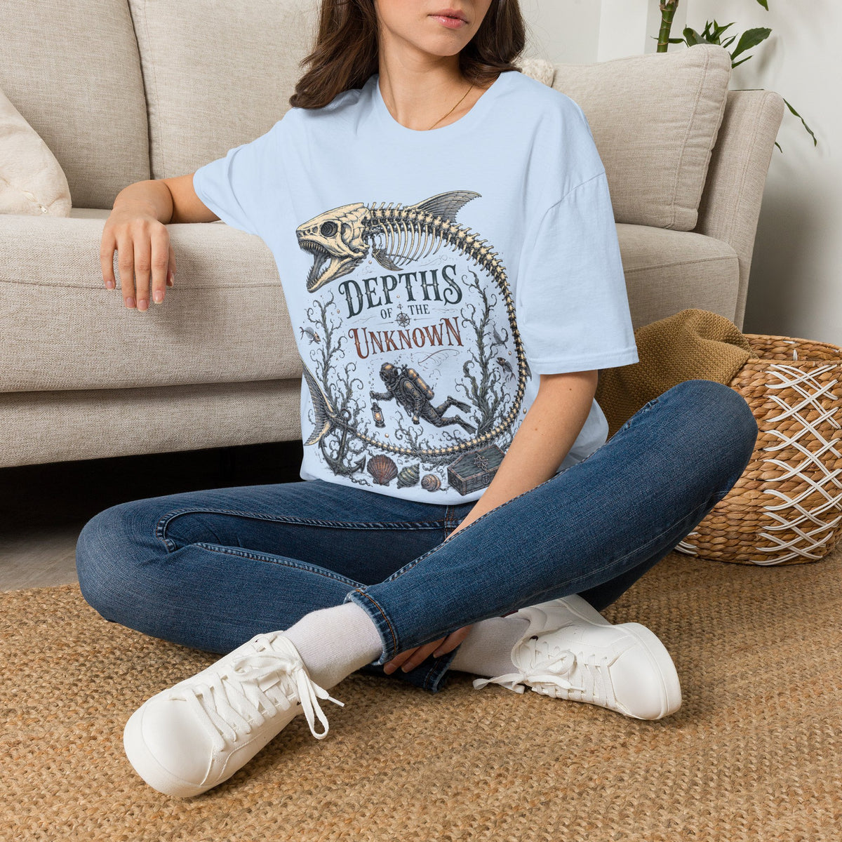 Depths of the Unknown Fish Skeleton T-Shirt