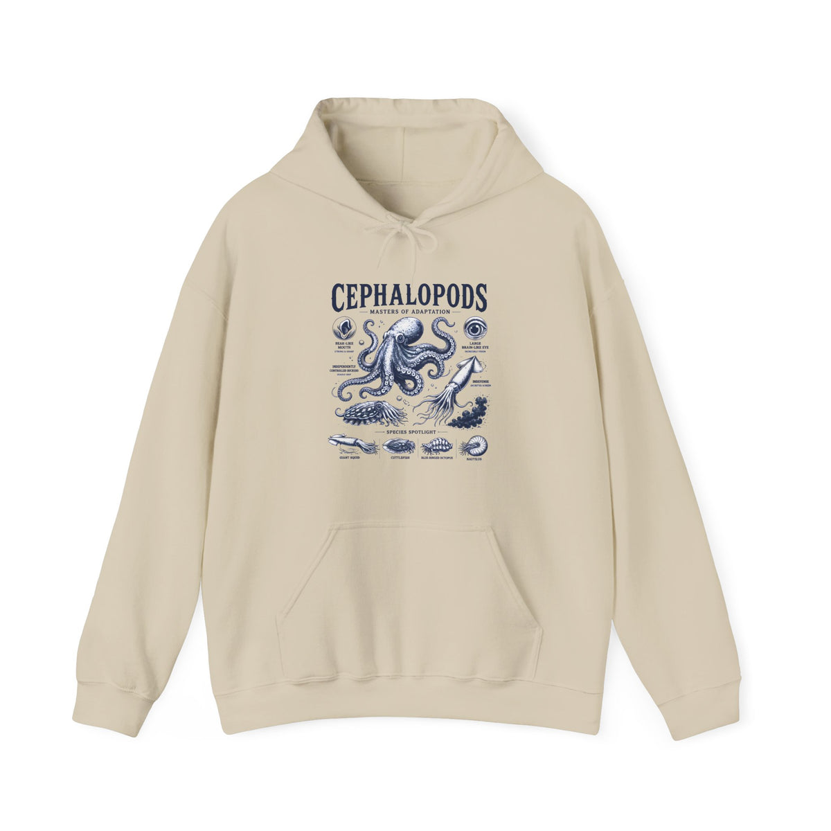 Cephalopods Hoodie — Vintage Marine Octopus Illustration Sweatshirt