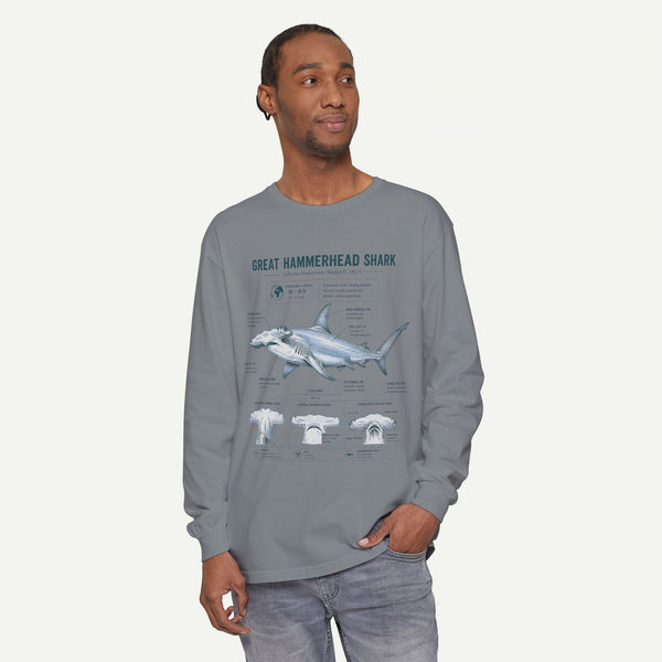 Great Hammerhead Shark Anatomy Long Sleeve Tee