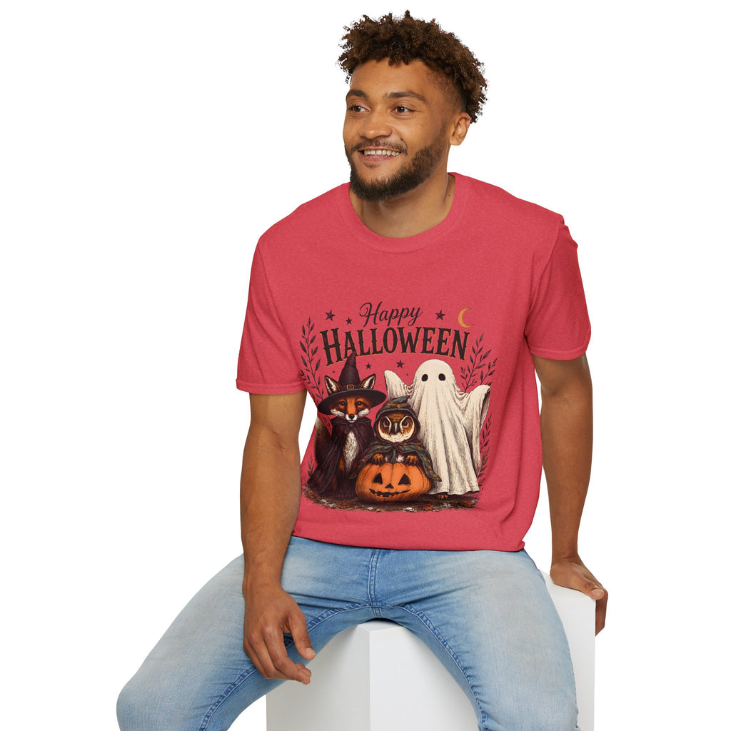 Happy Halloween T-Shirt — Cute Witch Cat & Ghost Pumpkin Graphic Tee