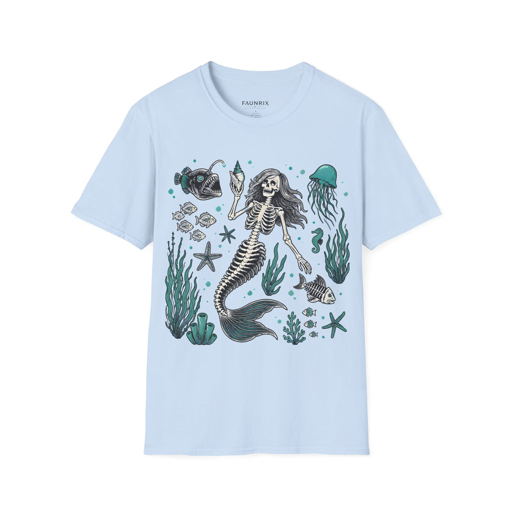 Mermaid Skeleton Tee — Gothic Sea Creature Graphic T-Shirt