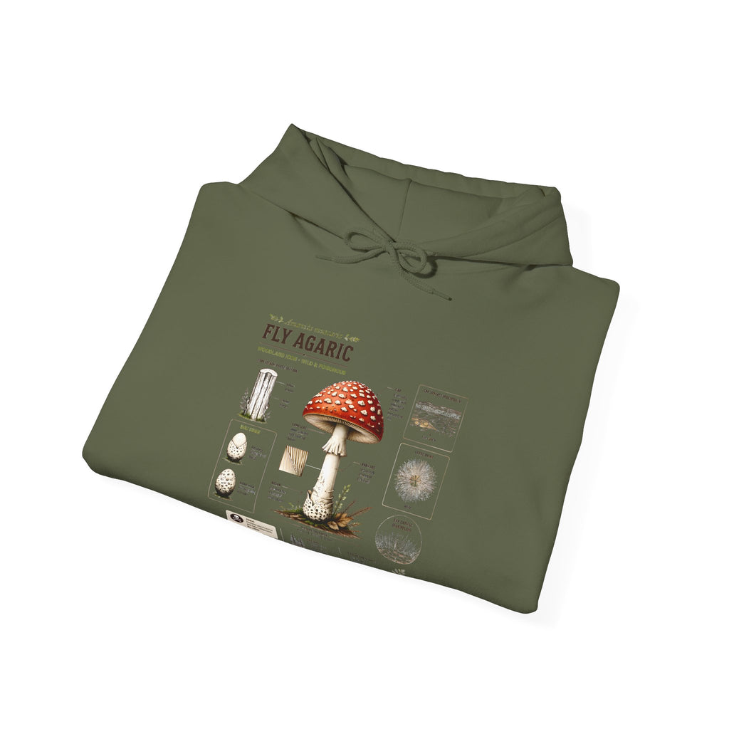 Fly Agaric Mushroom Hoodie – Vintage Mycology Diagram Sweatshirt