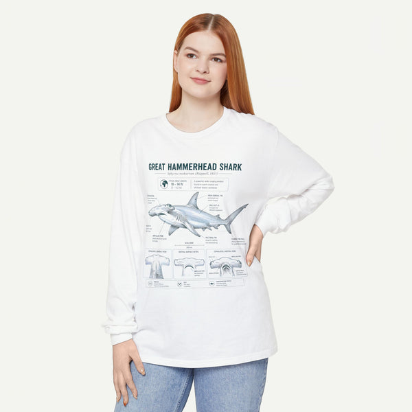Great Hammerhead Shark Anatomy Long Sleeve Tee