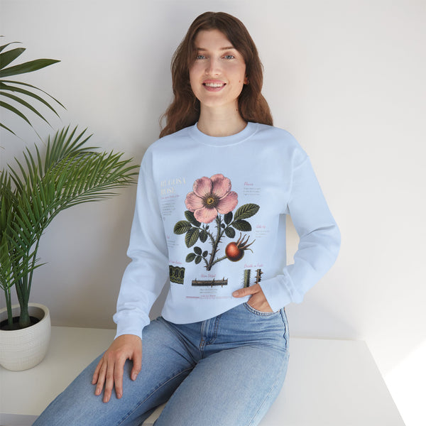 Botanical Rose Crewneck Sweatshirt – Vintage Floral Illustration