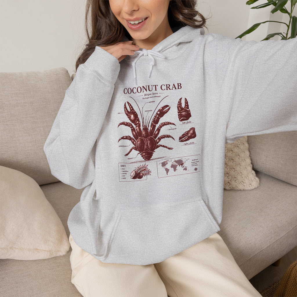 Coconut Crab Anatomy Hoodie — Vintage Botanical & Marine Study Print
