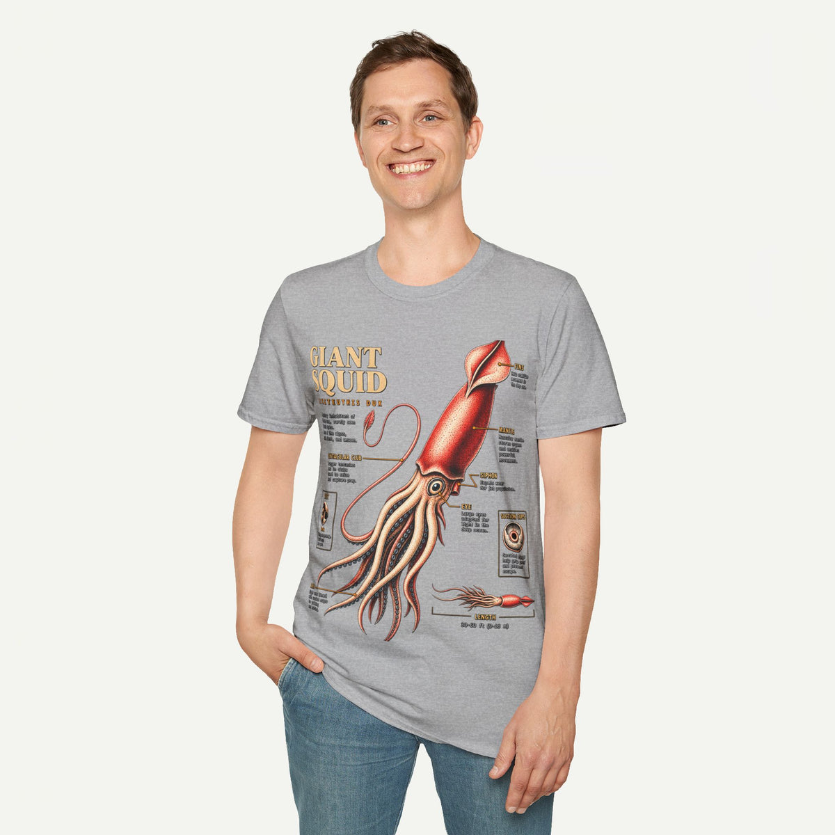 Squid Anatomy Graphic T-Shirt — 'Giant Squid' Vintage Scientific Illustration