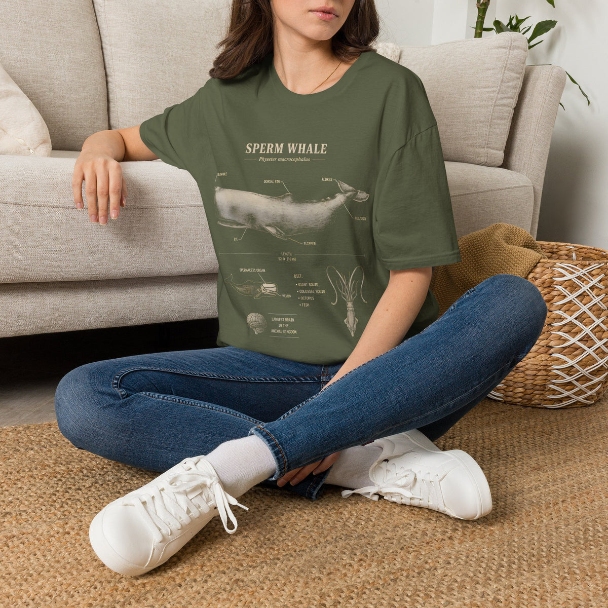 Sperm Whale Anatomy T-Shirt — Vintage Marine Biology Diagram Tee