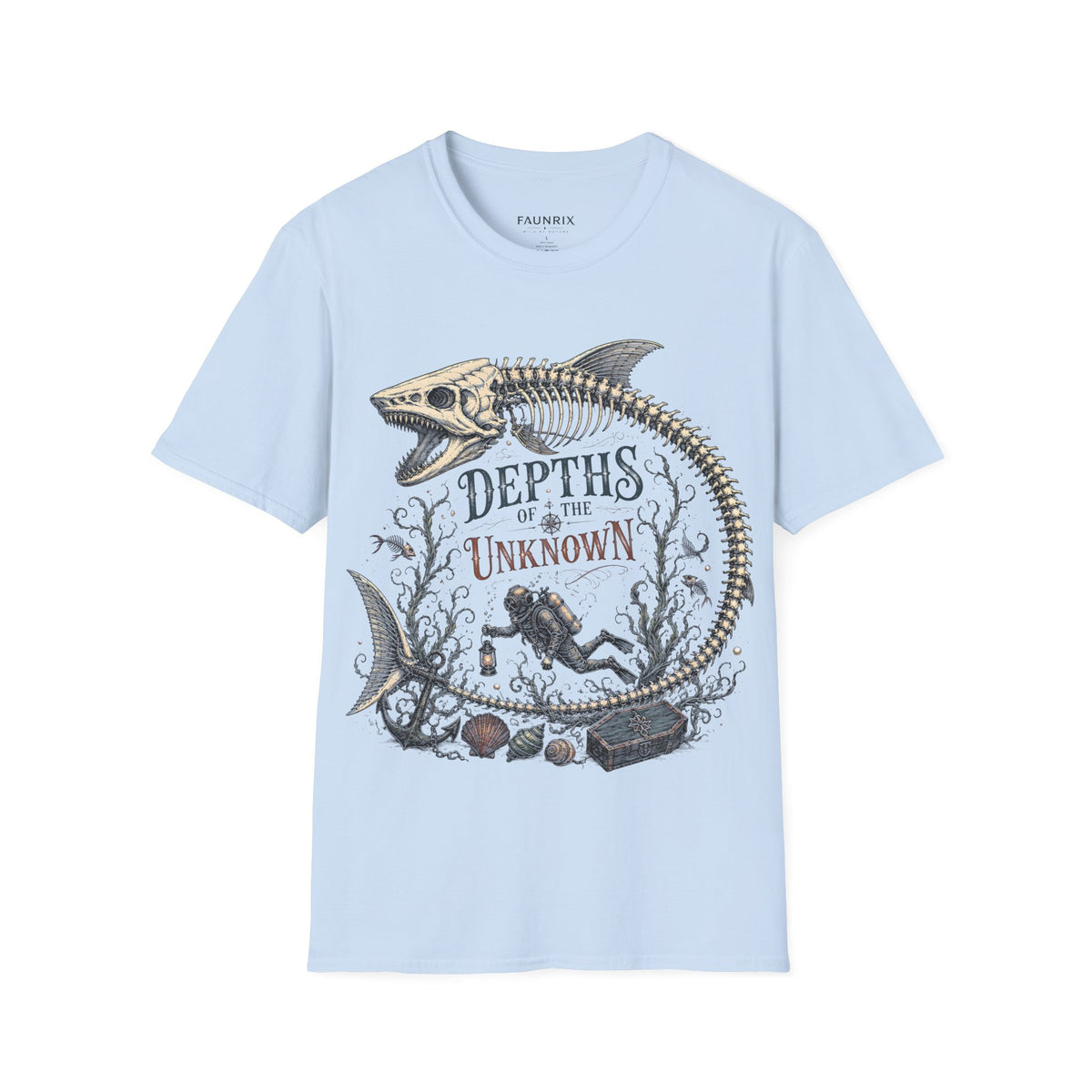 Depths of the Unknown Fish Skeleton T-Shirt