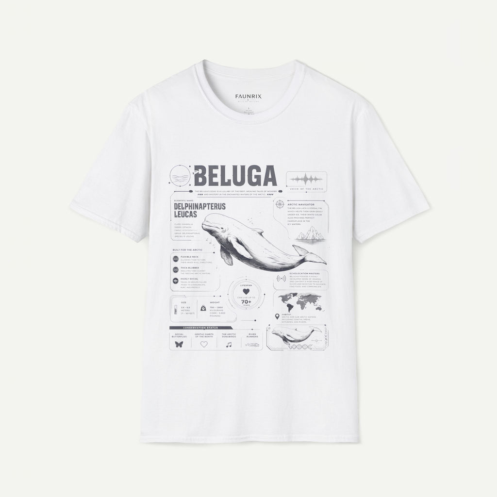 Beluga Whale Anatomy T-Shirt — Marine Life Illustration Tee Delphinapterus leucas