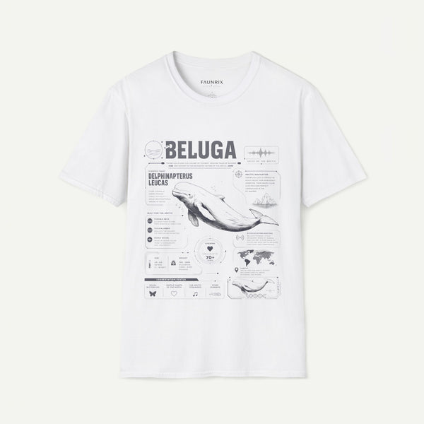 Beluga Whale Anatomy T-Shirt — Marine Life Illustration Tee Delphinapterus leucas