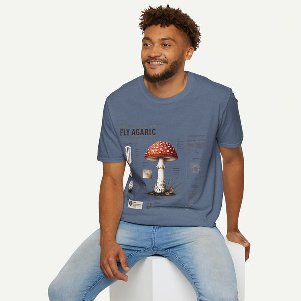 Amanita Mushroom Anatomy T-Shirt — Fly Agaric Botanical Illustration Tee