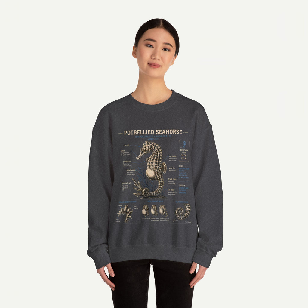 Potbellied Seahorse Anatomy Sweatshirt – Marine Biology Illustration Crewneck