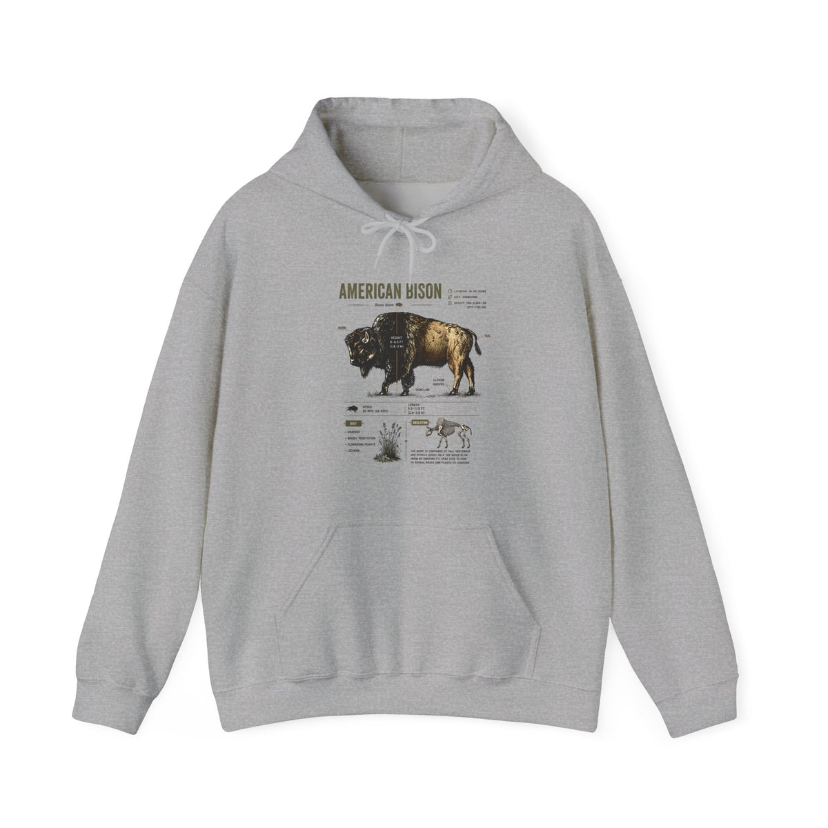 Bison Anatomy Hoodie — American Bison Illustration & Facts Sweatshirt