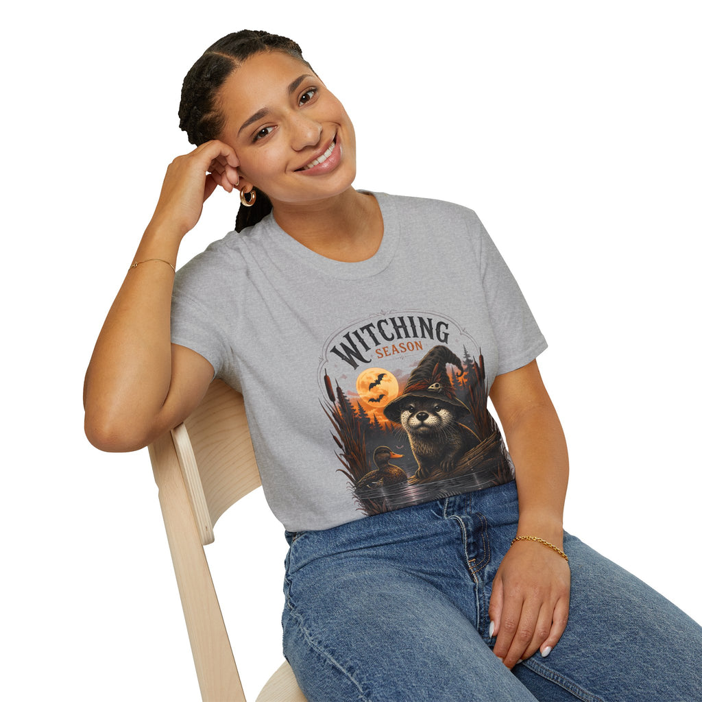Witching Season T-Shirt — Halloween Witch Raccoon Graphic Tee