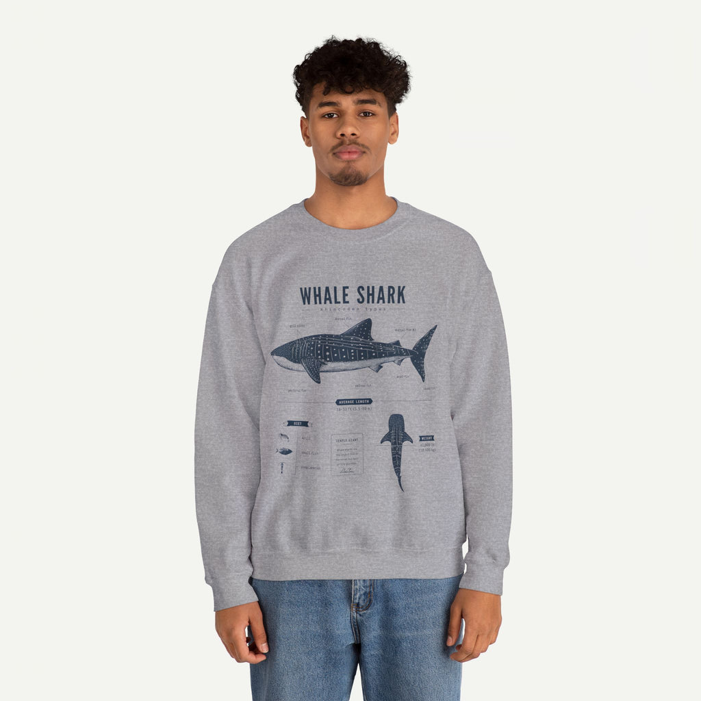Whale Shark Anatomy Sweatshirt — Marine Life Illustration Crewneck