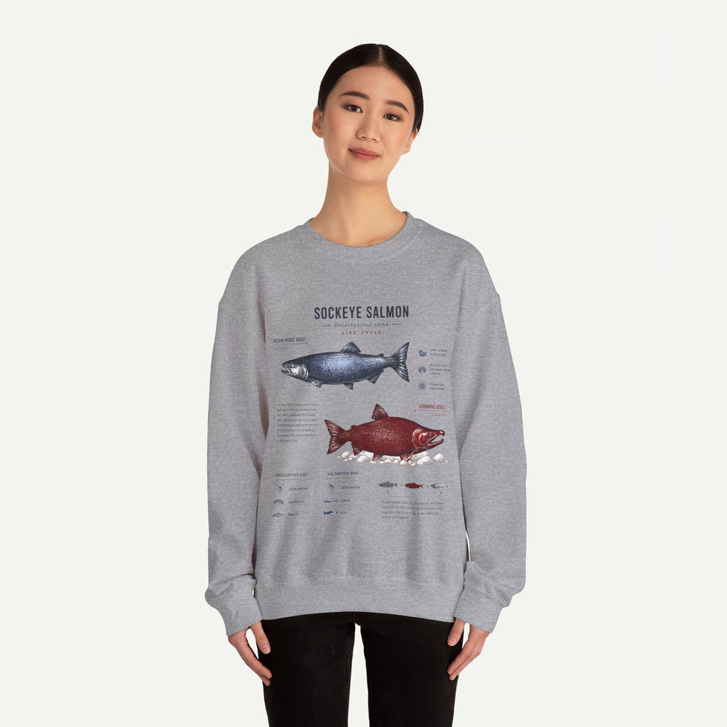 Sockeye Salmon Anatomy Sweatshirt — Fish Anatomy Graphic Crewneck