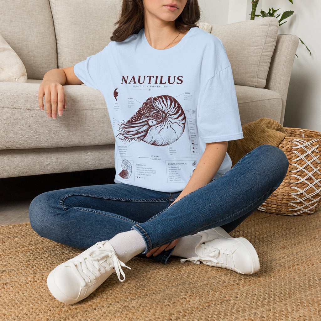 Nautilus Shell  Anatomy Graphic T-Shirt — Vintage Marine Biology Illustration