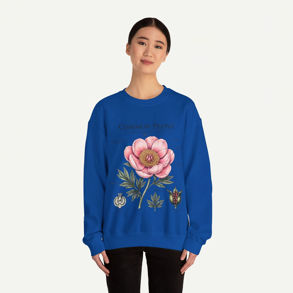 Peony Botanical Sweatshirt — "Common Peony" Floral Crewneck