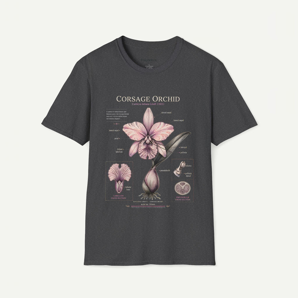 Corsage Orchid T-Shirt — Botanical Floral Diagram Tee
