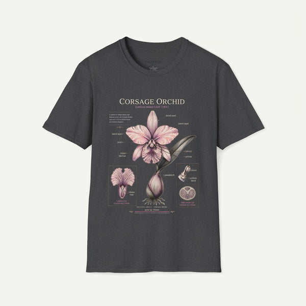 Corsage Orchid T-Shirt — Botanical Floral Diagram Tee