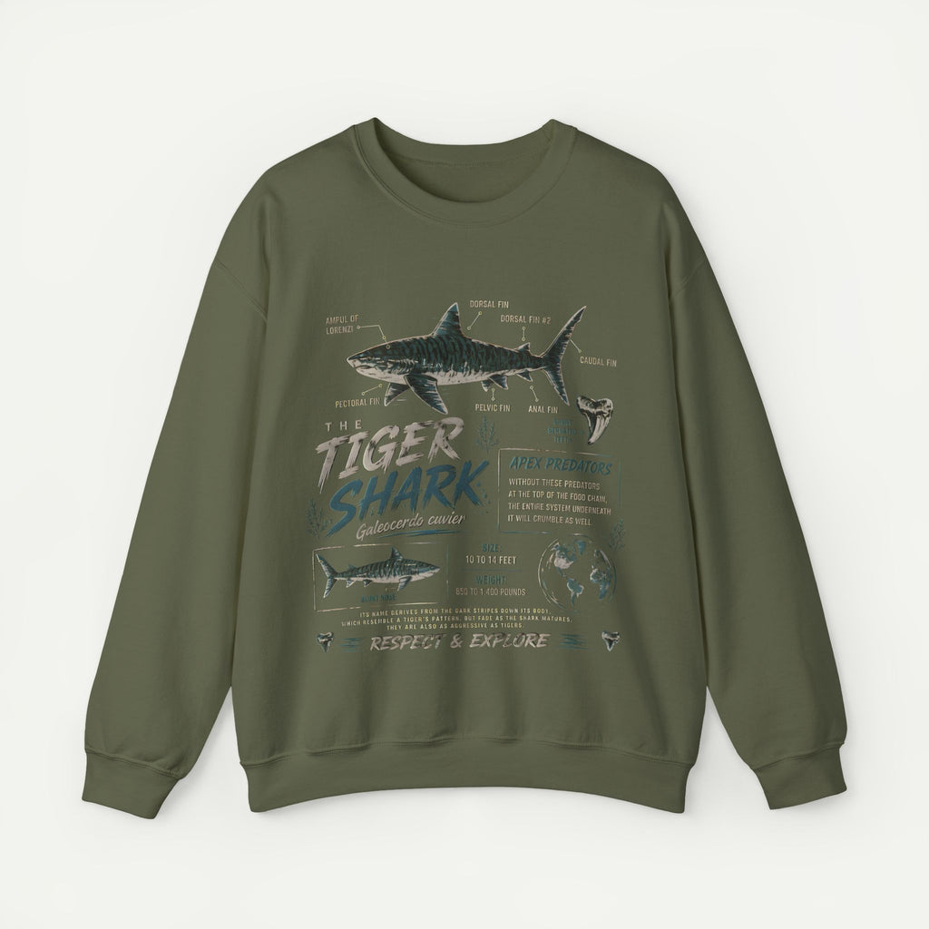 Tiger Shark Anatomy Sweatshirt — Marine Biology Graphic Crewneck