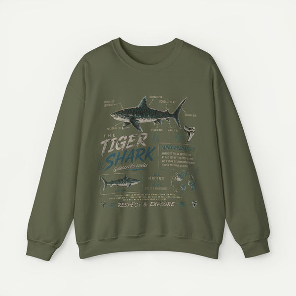 Tiger Shark Anatomy Sweatshirt — Marine Biology Graphic Crewneck