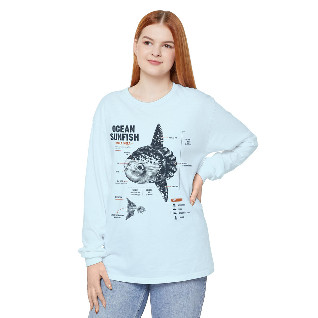 Sunfish Anatomy Long Sleeve Tee — Ocean Sunfish Diagram Shirt
